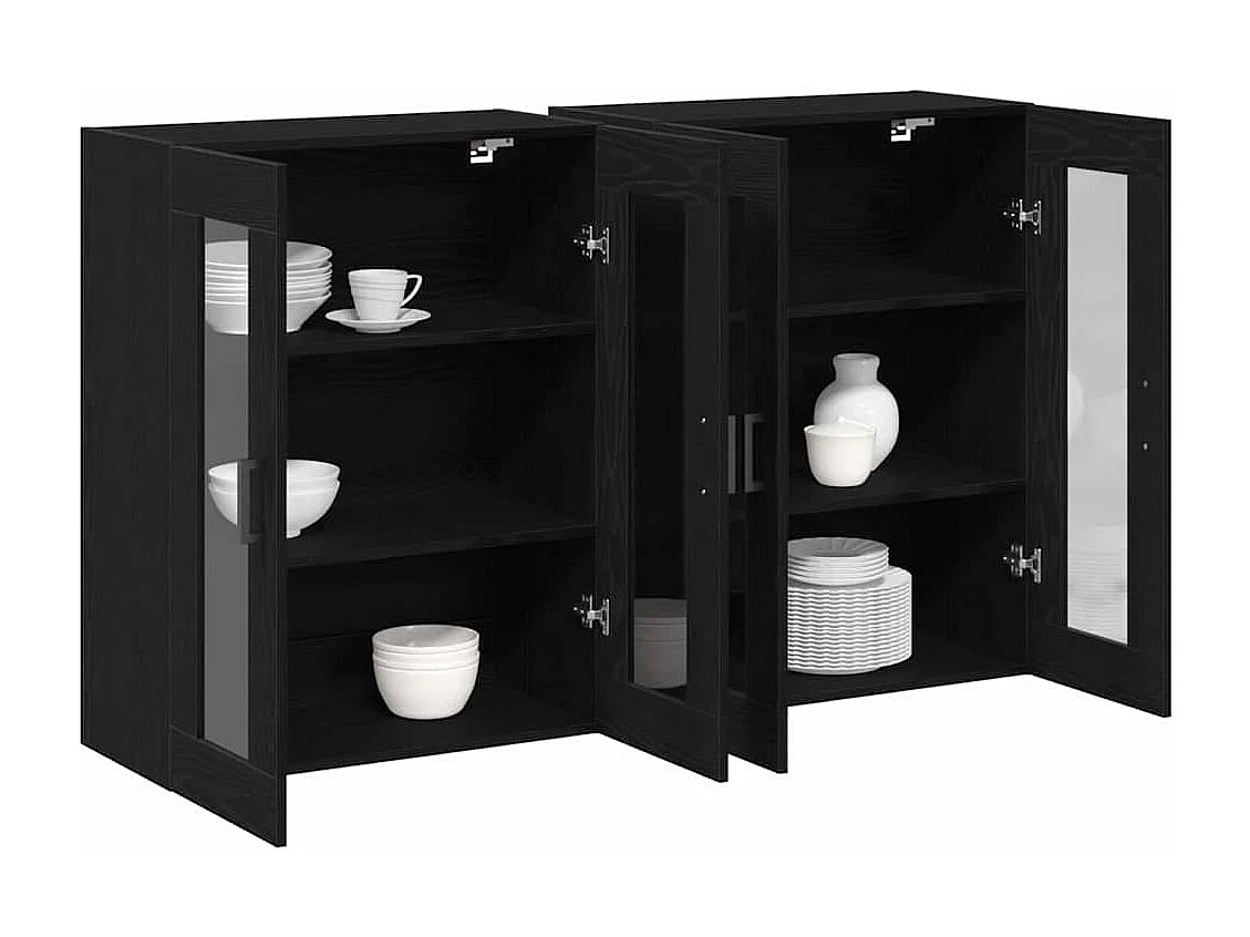 Meubles muraux 2 pièces Chêne Noir 69,5 x 34 x 90 cm en bois reconstitué