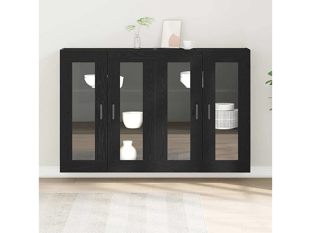 Meubles muraux 2 pièces Chêne Noir 69,5 x 34 x 90 cm en bois reconstitué