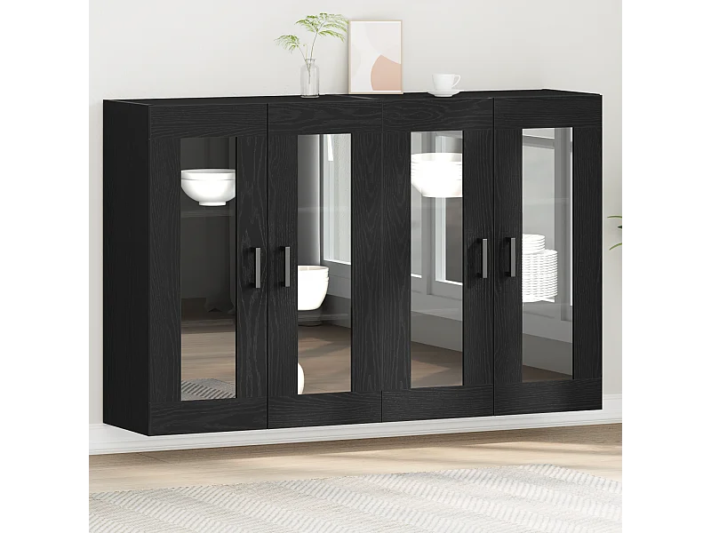 Meubles muraux 2 pièces Chêne Noir 69,5 x 34 x 90 cm en bois reconstitué