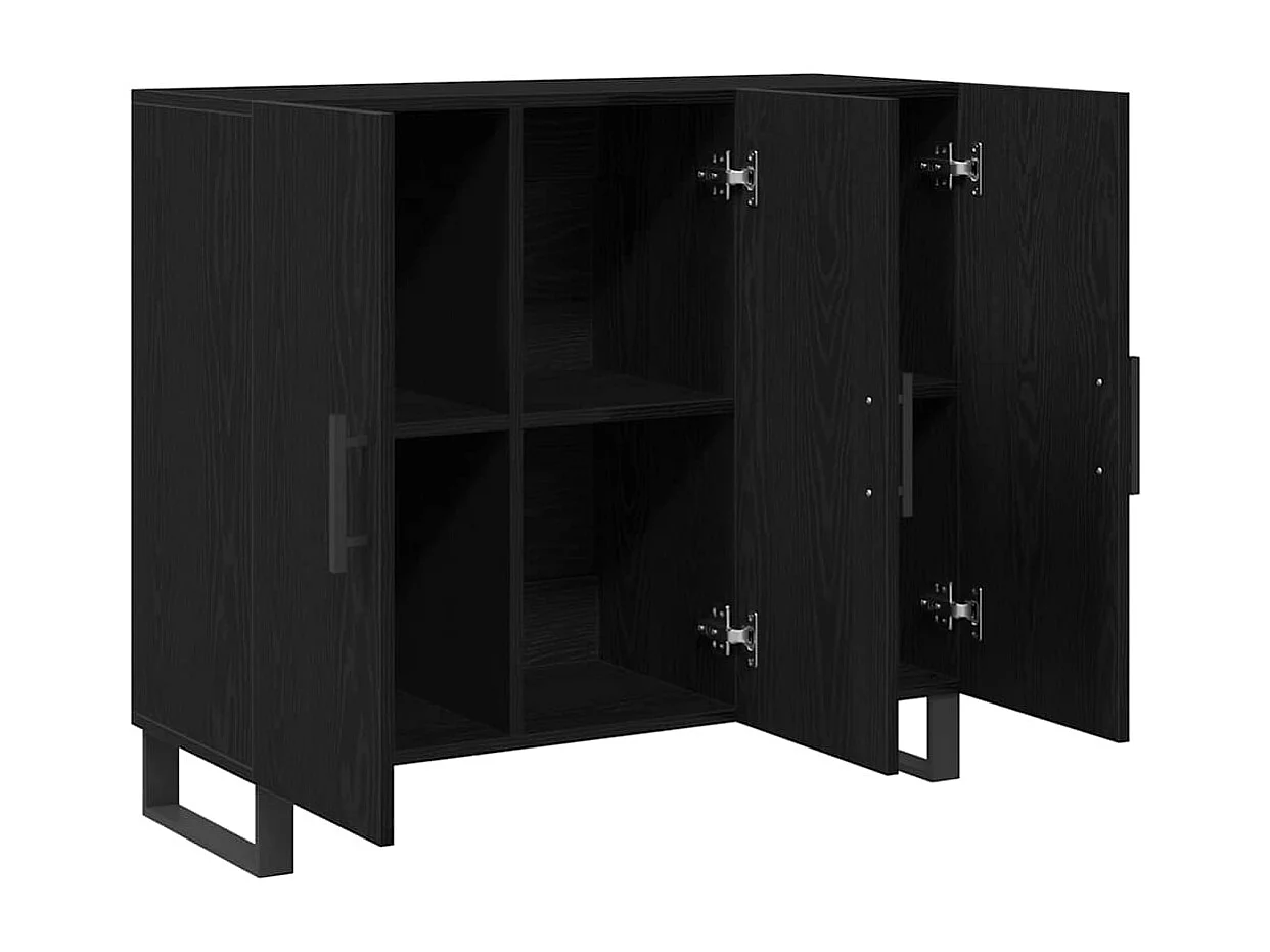 Buffet avec 3 portes en chêne noir 90x34x80 cm en bois d'ingénierie