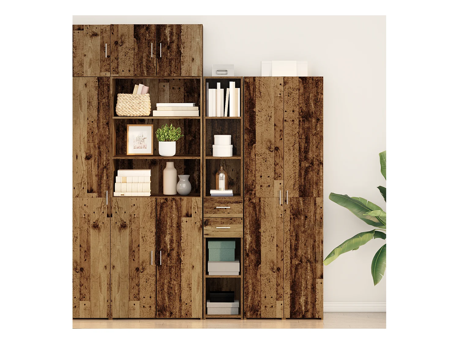 Highboard en bois ancien 30x42,5x185 cm en bois stratifié