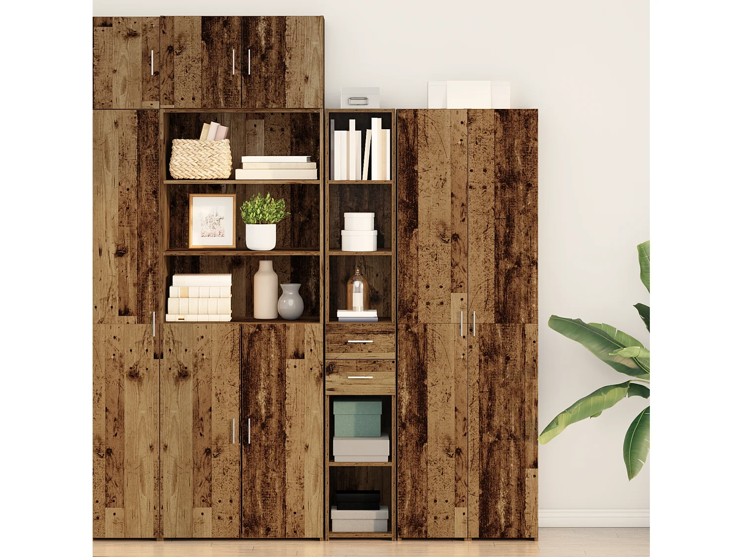 Highboard en bois ancien 30x42,5x185 cm en bois stratifié