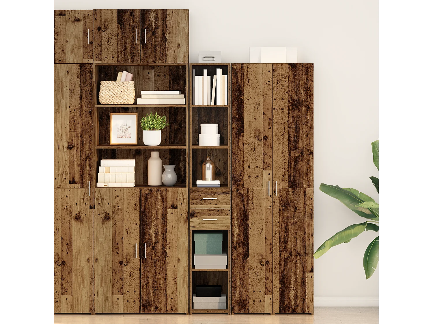 Highboard en bois ancien 30x42,5x185 cm en bois stratifié