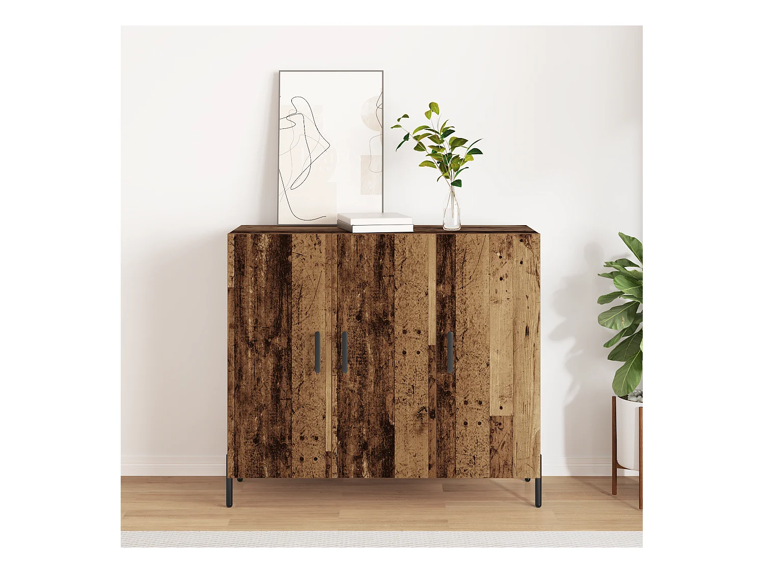 buffet en bois vieilli 90x34x80 cm en bois d'ingénierie
