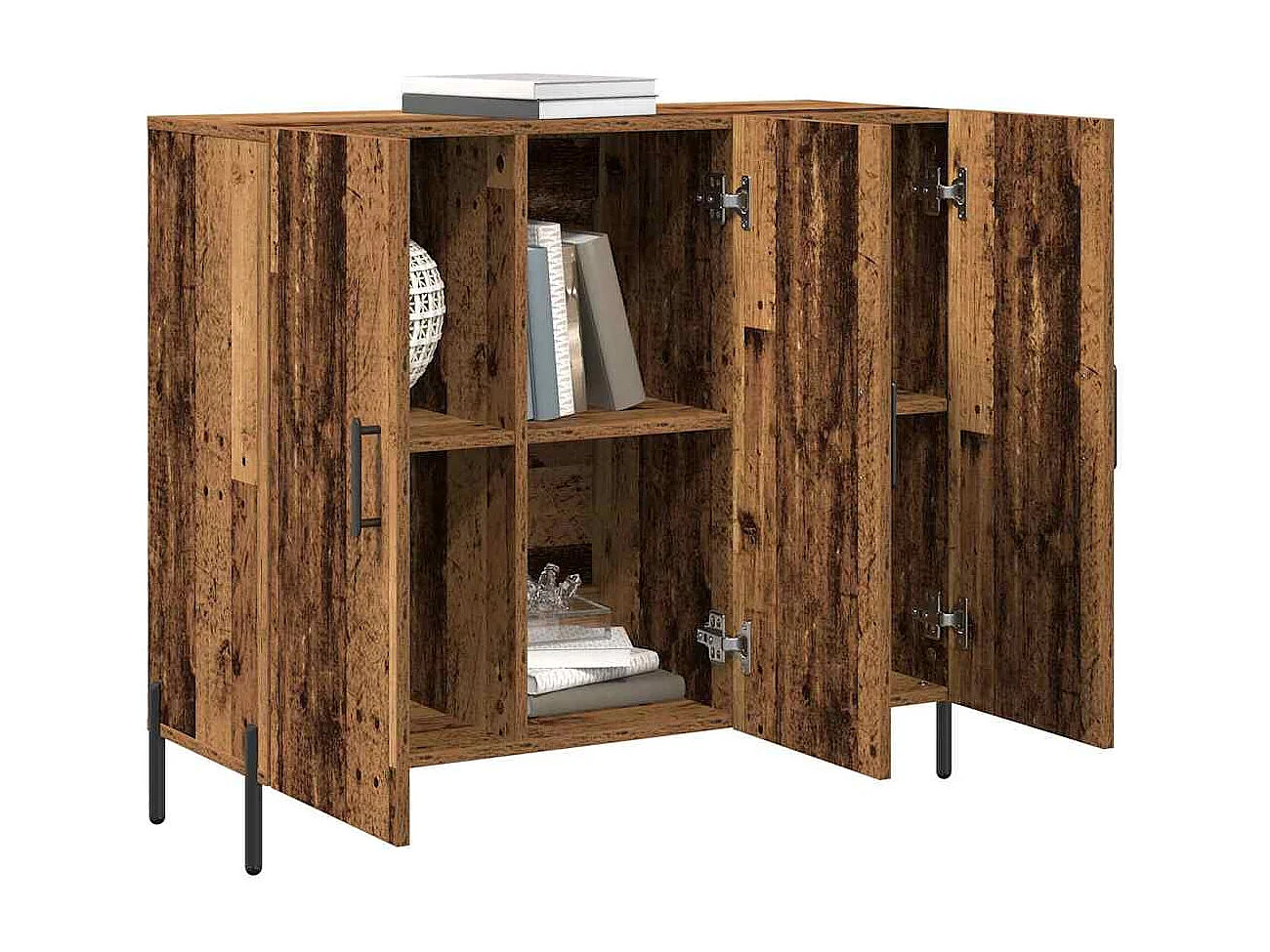 buffet en bois vieilli 90x34x80 cm en bois d'ingénierie