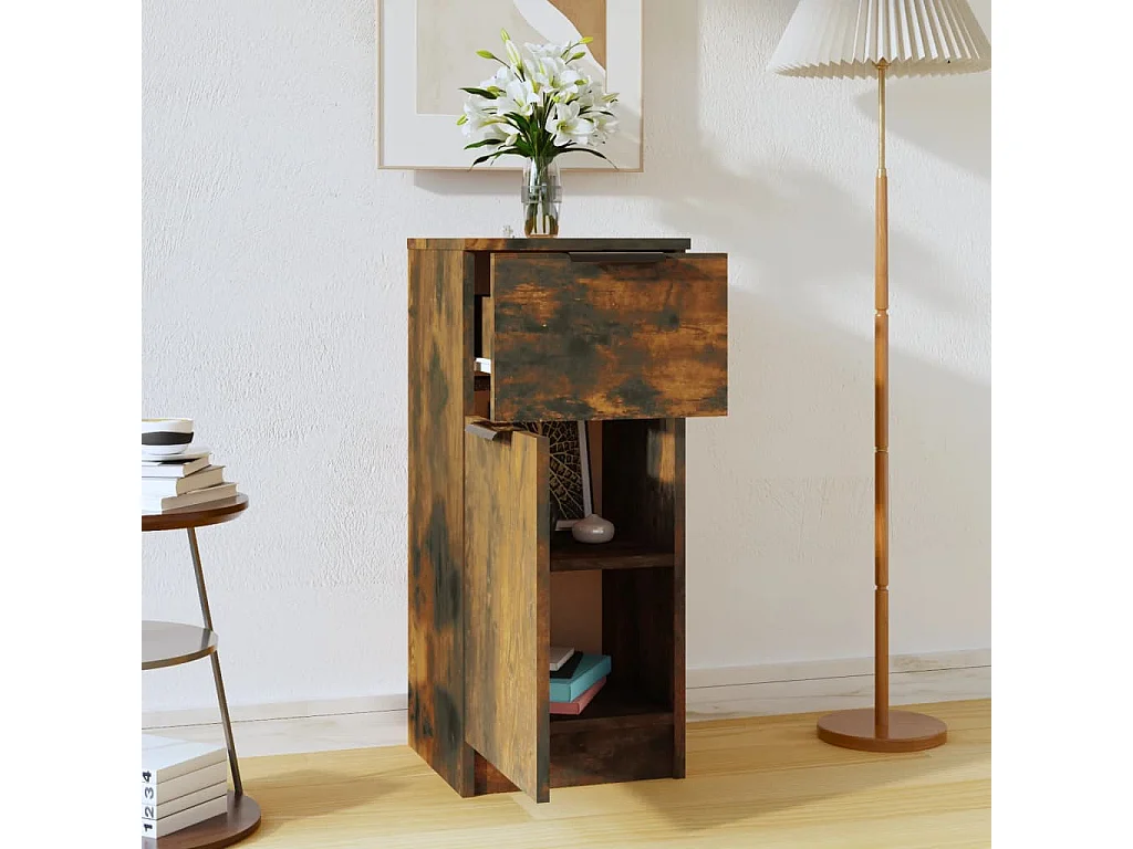 Buffet Chêne fumé 30x30x70 cm Bois d'ingénierie