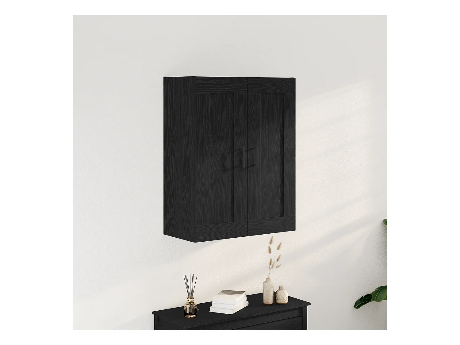 Armoire Noire Chêne 69,5x34x90 cm Bois Aggloméré