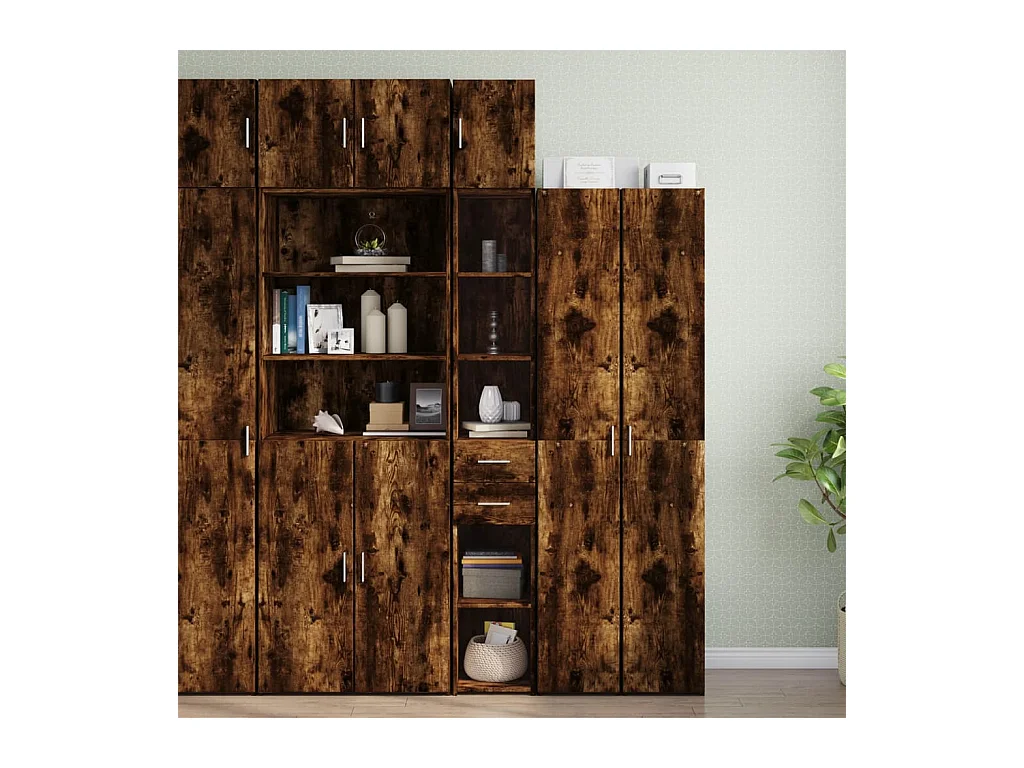 Armoire de rangement mince chêne fumé 30x42,5x225 cm