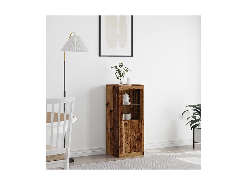 Buffet avec éclairage LED Bois vieilli 41x37x100 cm