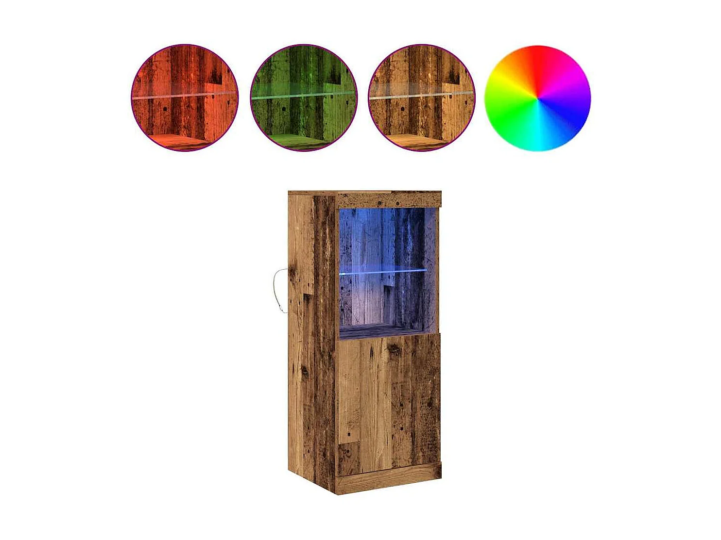 Buffet avec éclairage LED Bois vieilli 41x37x100 cm