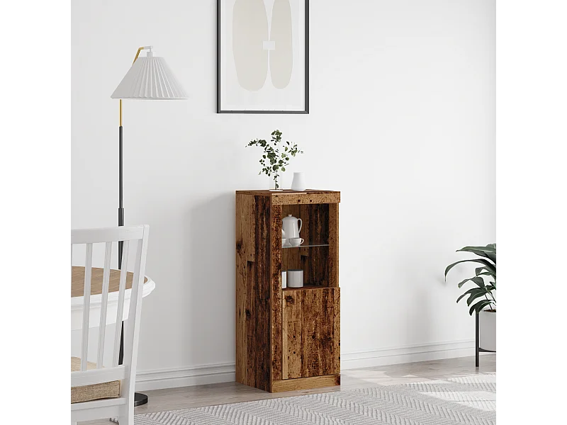 Buffet avec éclairage LED Bois vieilli 41x37x100 cm