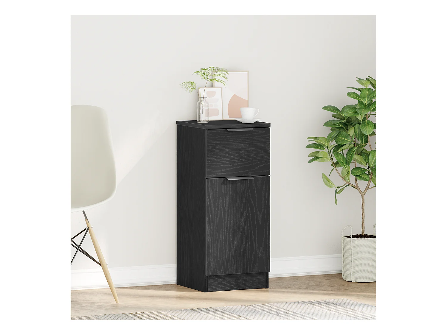 Buffet Chêne Noir 30x30x70 cm Bois d'ingénierie