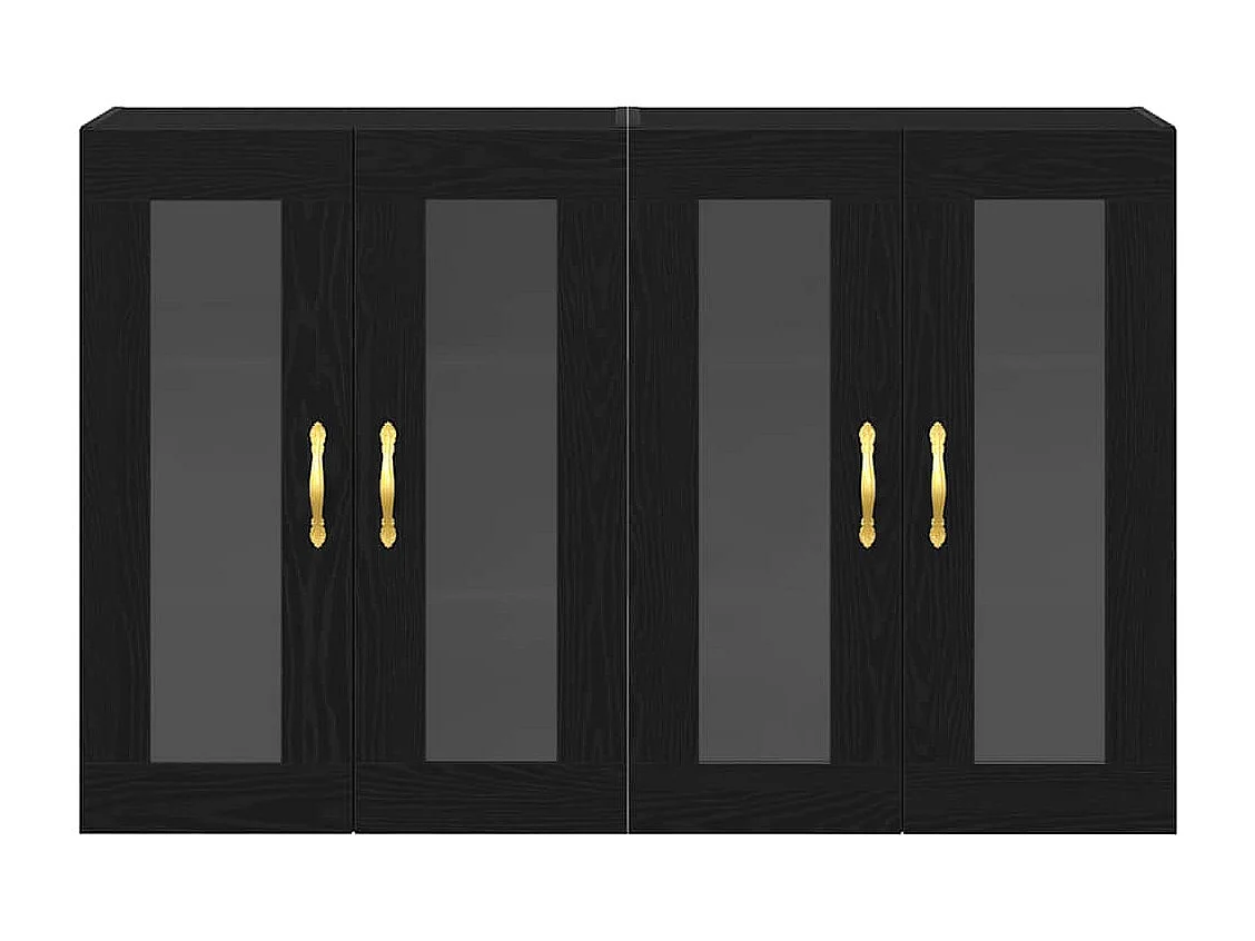 Cabinets muraux 2 pcs en chêne noir, 69,5 x 34 x 90 cm en bois reconstitué.
