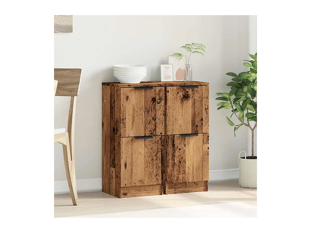 Buffets 2 pcs vieux bois 30x30x70 cm bois d'ingénierie