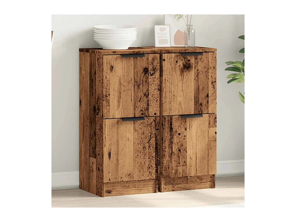 Buffets 2 pcs vieux bois 30x30x70 cm bois d'ingénierie