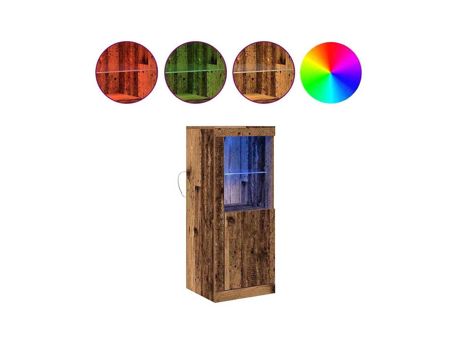 Sideboard mit LED-Leuchten in Altholz 41x37x100 cm