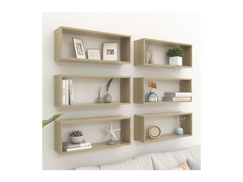 Étagères murales cube 6 pcs Chêne sonoma Bois d’ingénierie