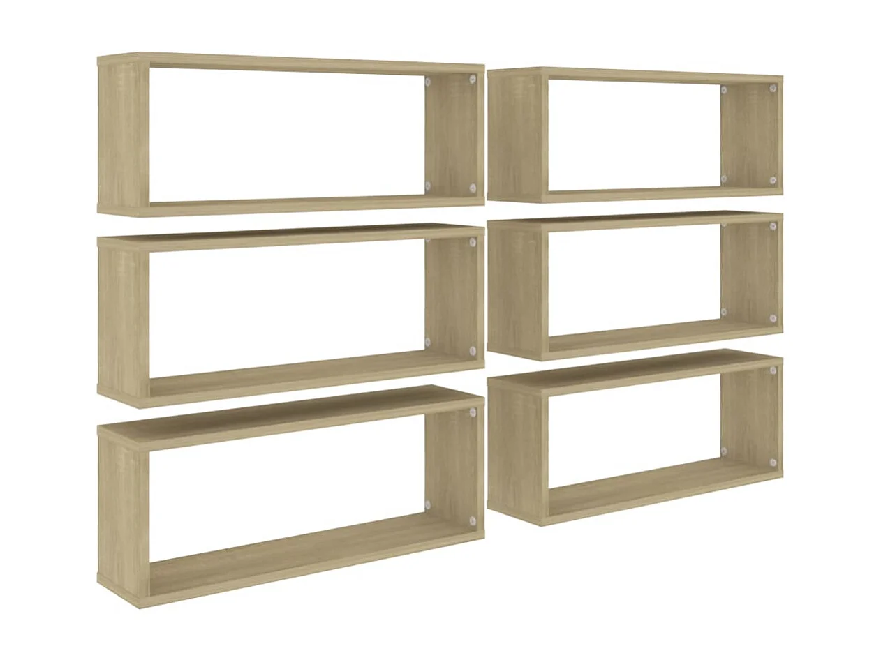 Étagères murales cube 6 pcs Chêne sonoma Bois d’ingénierie
