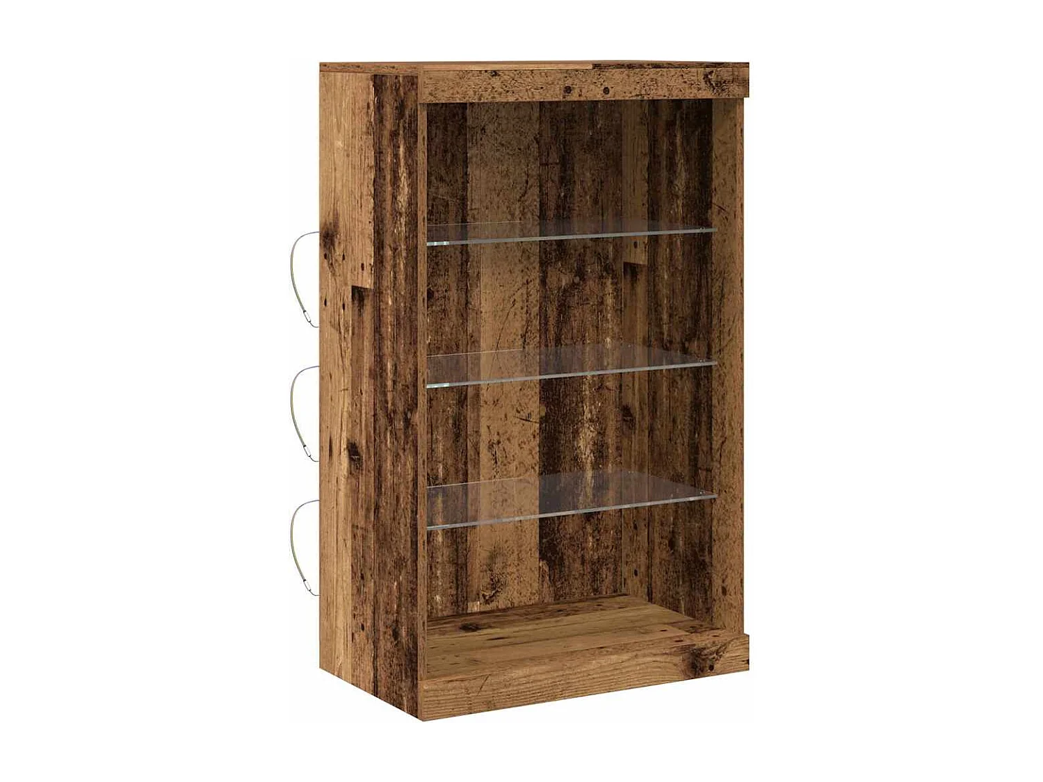 Buffet avec lumières LED en bois ancien 60,5x37x100 cm