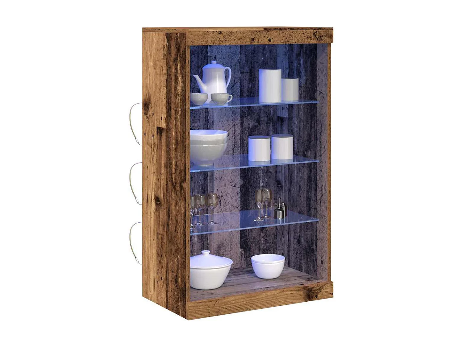 Buffet avec lumières LED en bois ancien 60,5x37x100 cm