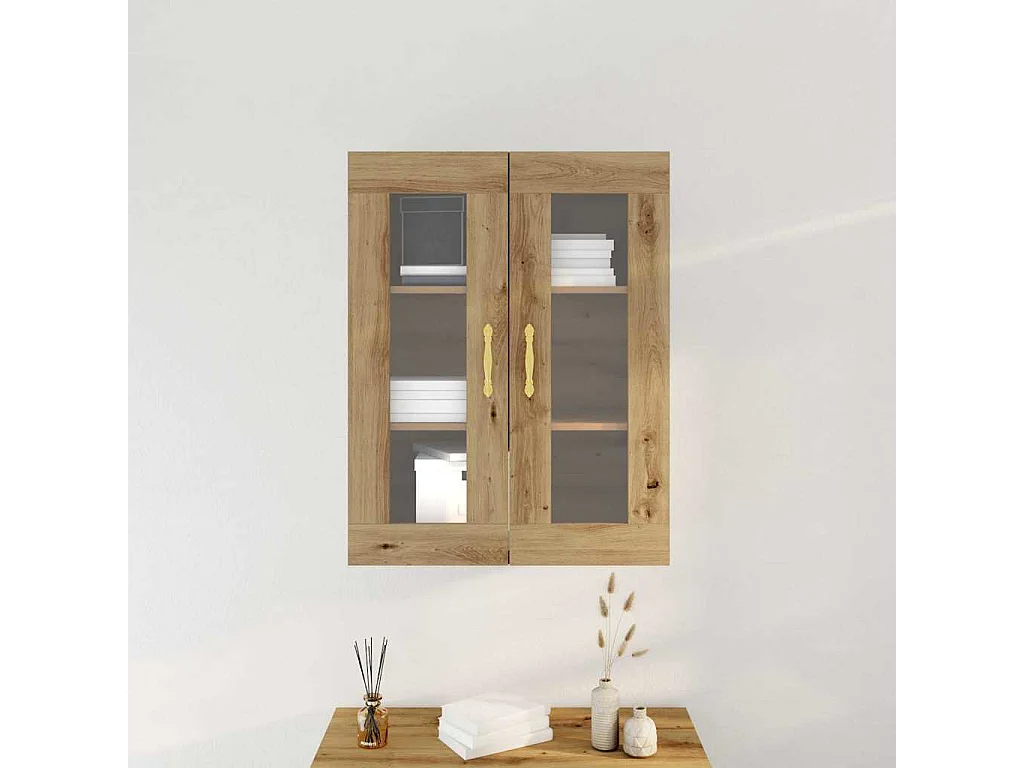 Wandkast met glazen deuren Artisan eiken 69,5x34x90 cm