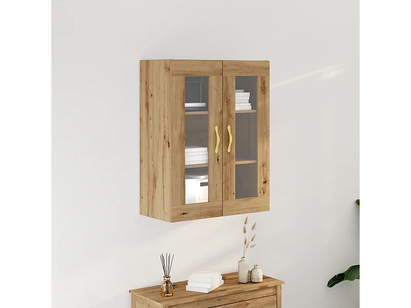 Wandkast met glazen deuren Artisan eiken 69,5x34x90 cm