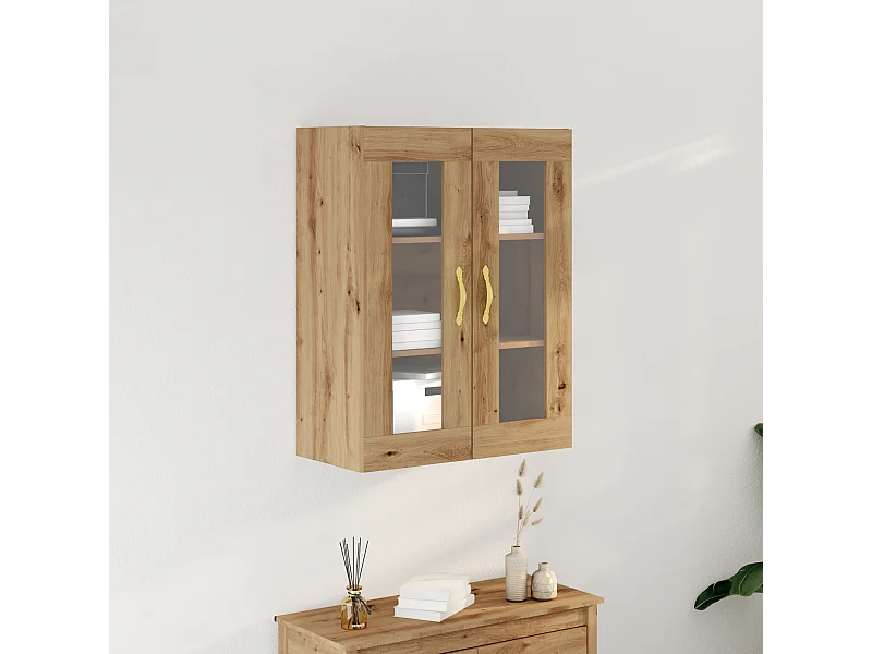 Wandkast met glazen deuren Artisan eiken 69,5x34x90 cm