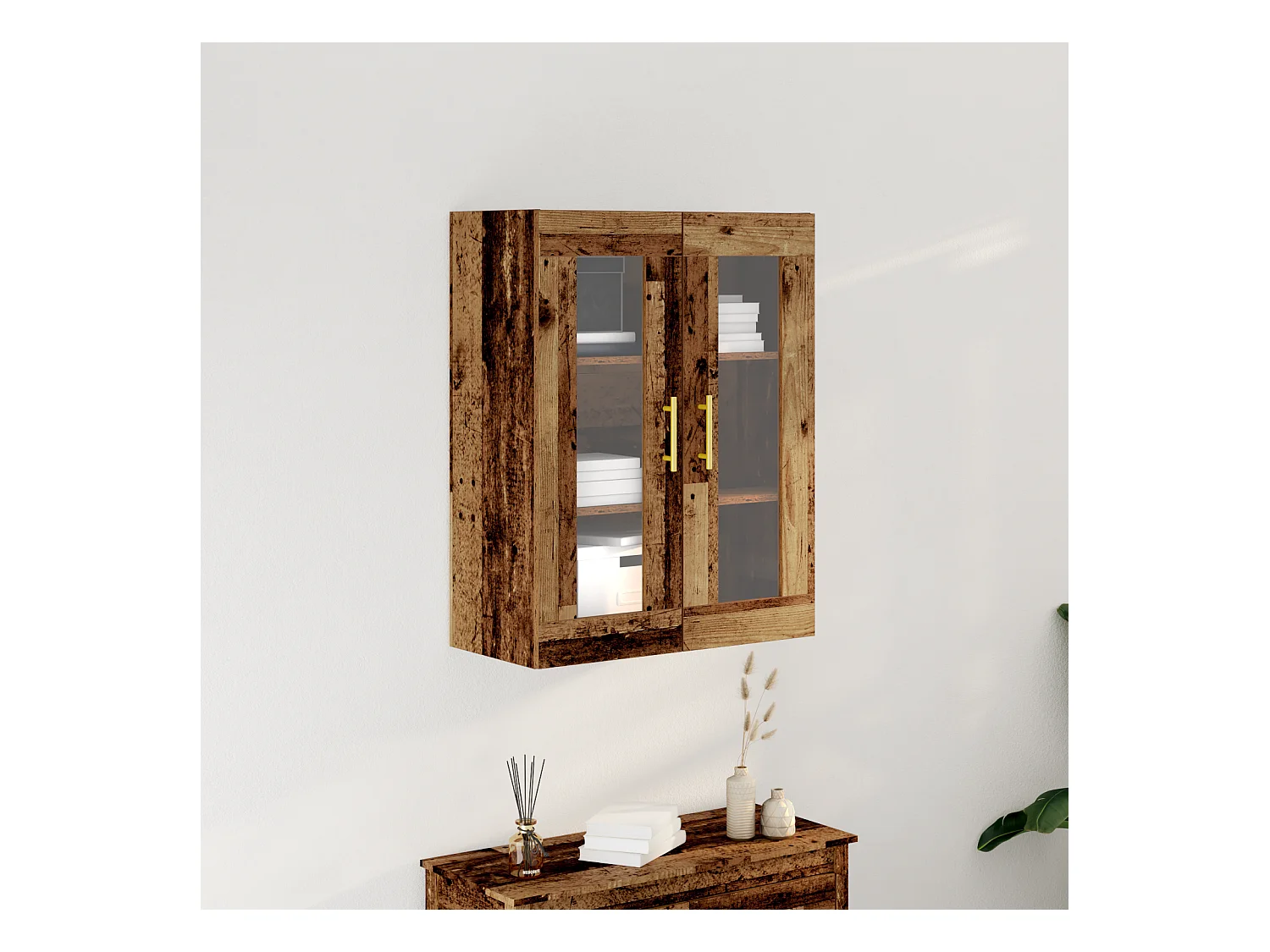 Armoire murale avec portes en verre Bois ancien 69,5x34x90 cm