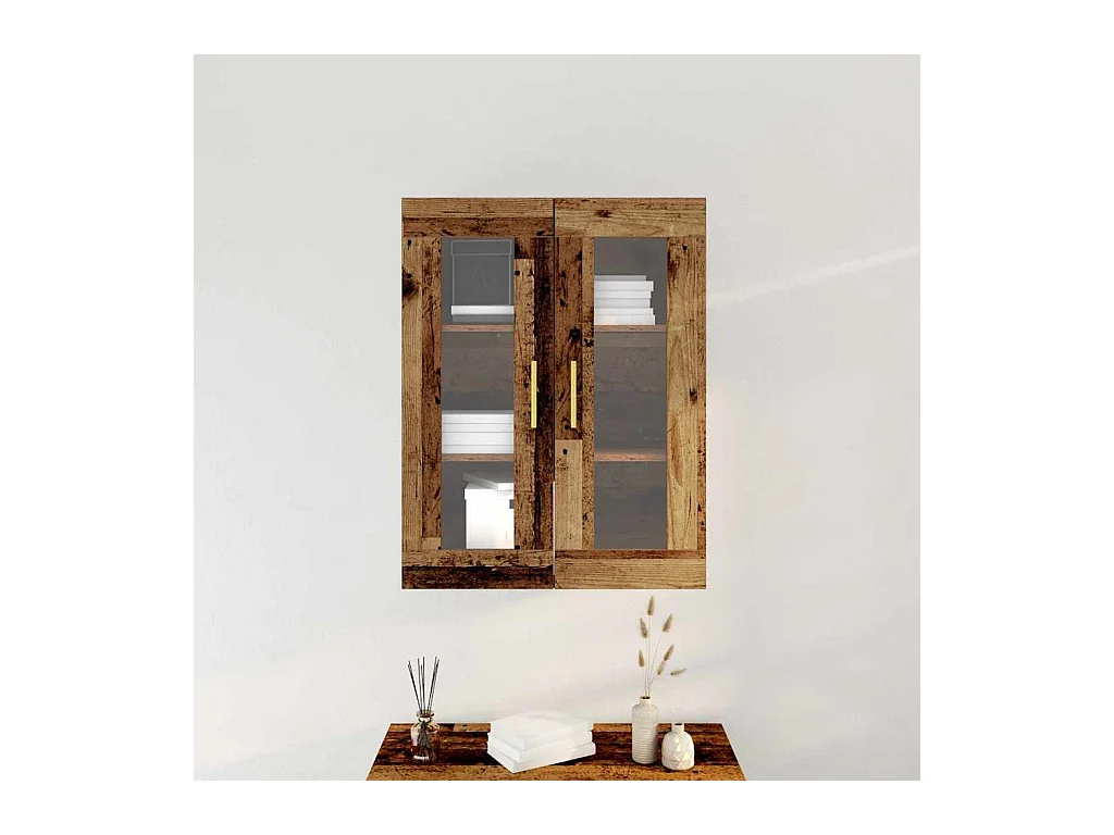 Armoire murale avec portes en verre Bois ancien 69,5x34x90 cm