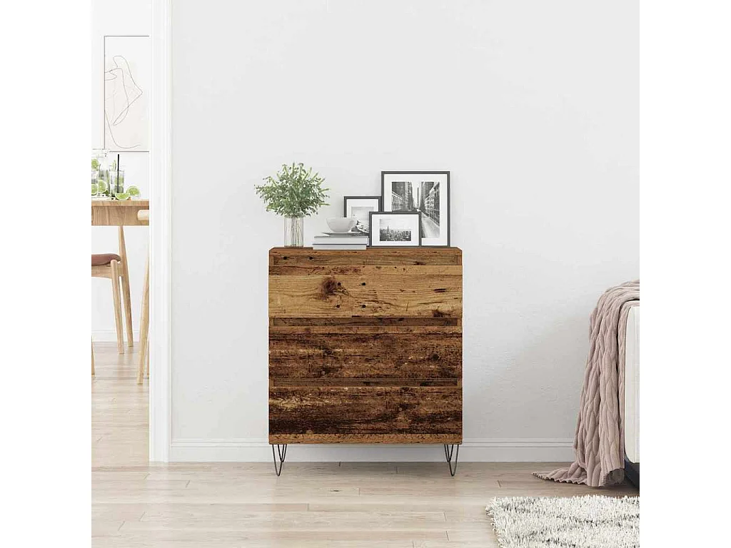 Dressoir met lades in oud hout 60x35x70 cm in bewerkt hout
