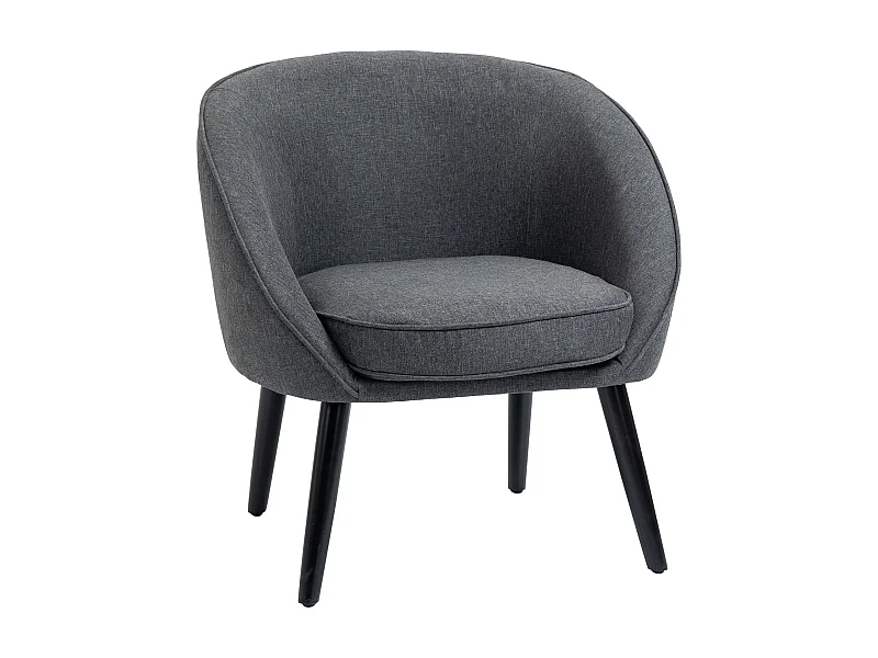 Poltrona con braccioli, tessuto di lino, gambe in legno, grigio (71x65x75 cm)