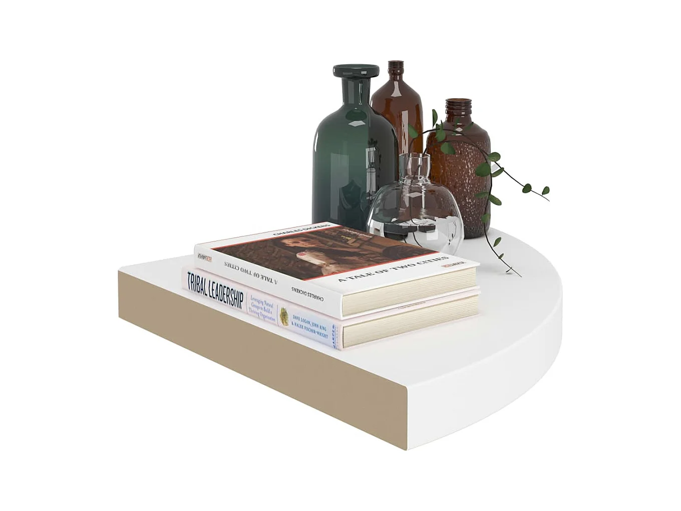 Mensola angolare sospesa bianca 35x35x3,8 cm MDF