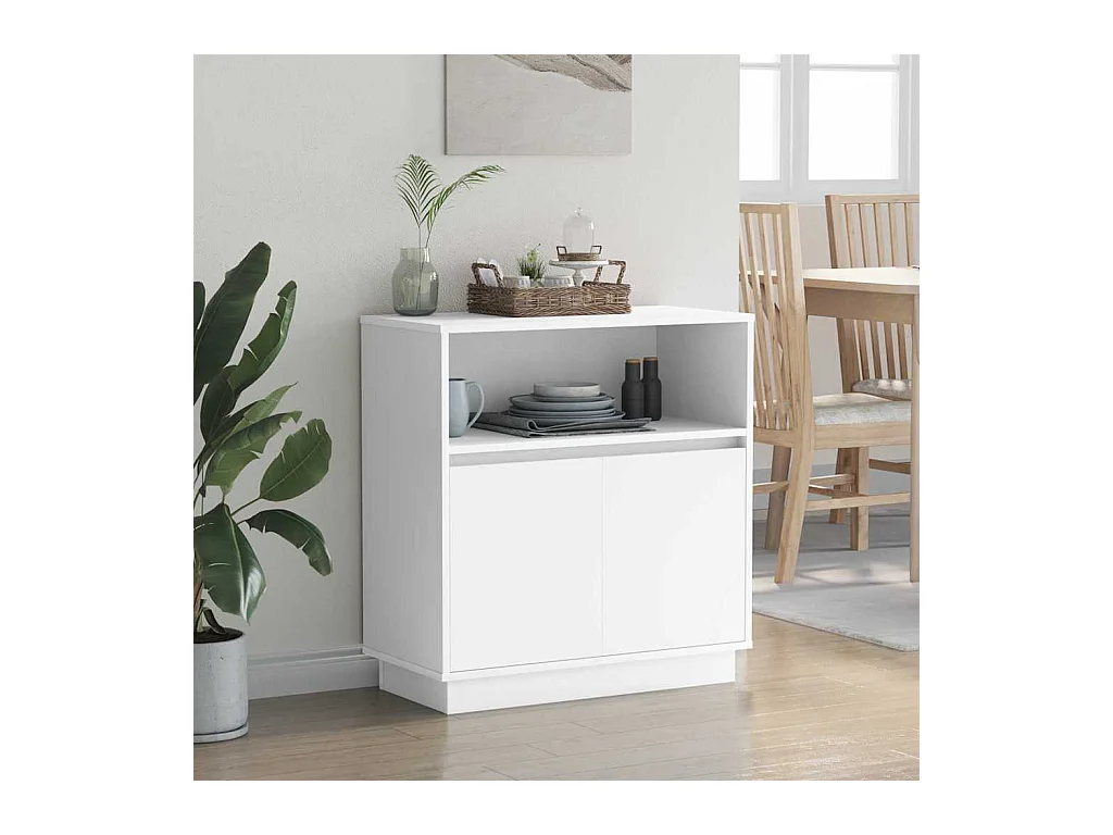 Buffet avec LED Blanc 71x34,5x75 cm en Bois Nécessaire