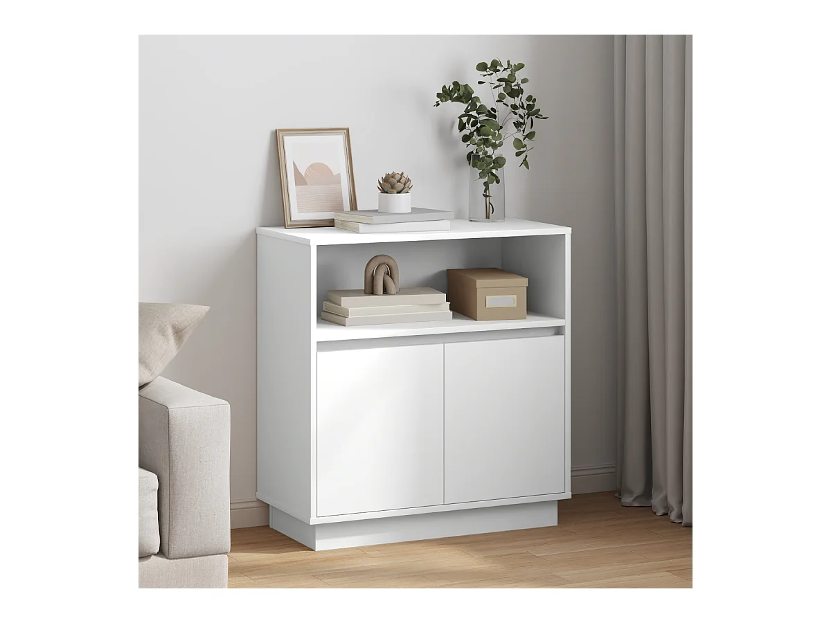 Buffet avec LED Blanc 71x34,5x75 cm en Bois Nécessaire