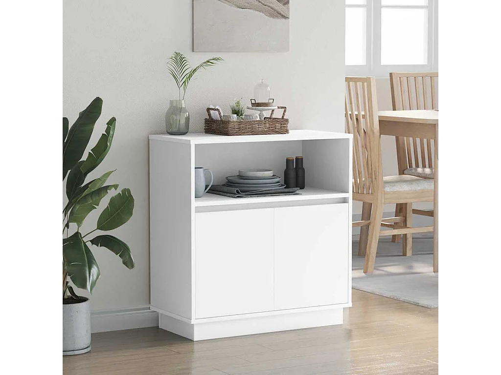 Buffet avec LED Blanc 71x34,5x75 cm en Bois Nécessaire