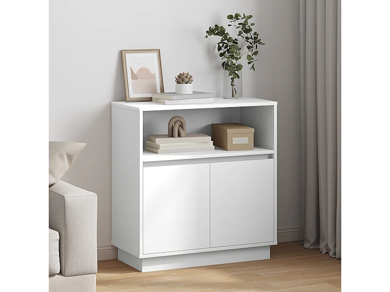 Buffet avec LED Blanc 71x34,5x75 cm en Bois Nécessaire