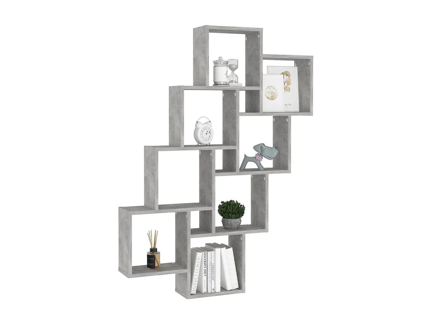 Mensola da parete a cubo grigio cemento 90x15x119 cm in legno ingegnerizzato