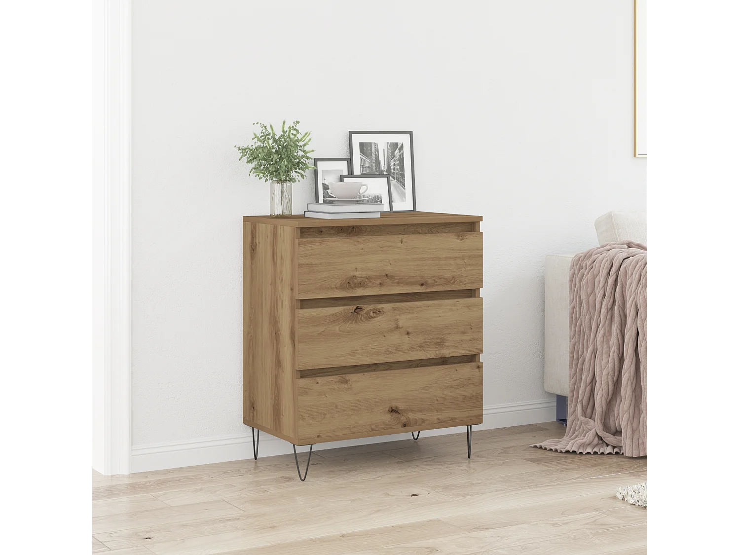 Meuble TV avec tiroirs Chêne Artisan 60x35x70 cm Bois d'ingénierie