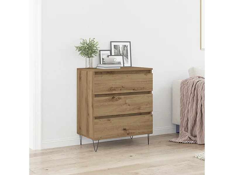 Meuble TV avec tiroirs Chêne Artisan 60x35x70 cm Bois d'ingénierie