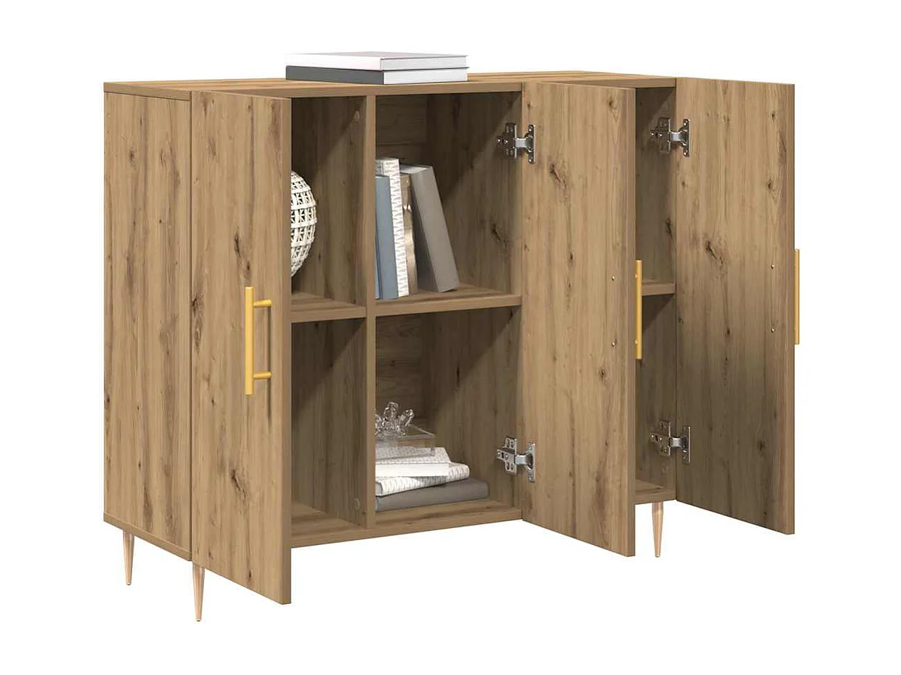 Aparador de roble artesanal 90x34x80 cm Madera de ingeniería