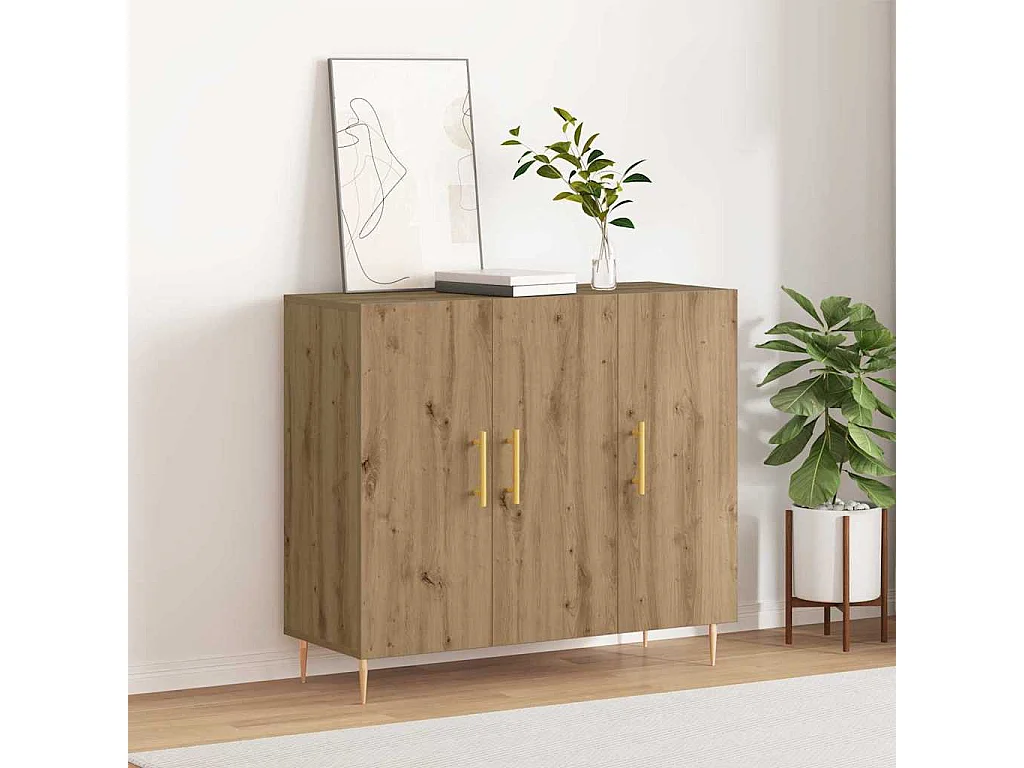 Aparador de roble artesanal 90x34x80 cm Madera de ingeniería