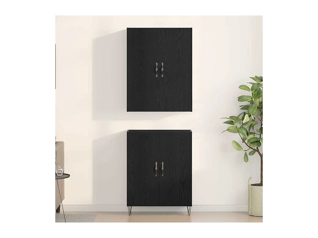 Highboard Chêne Noir 69,5x34x180 cm Bois d'Ingénierie