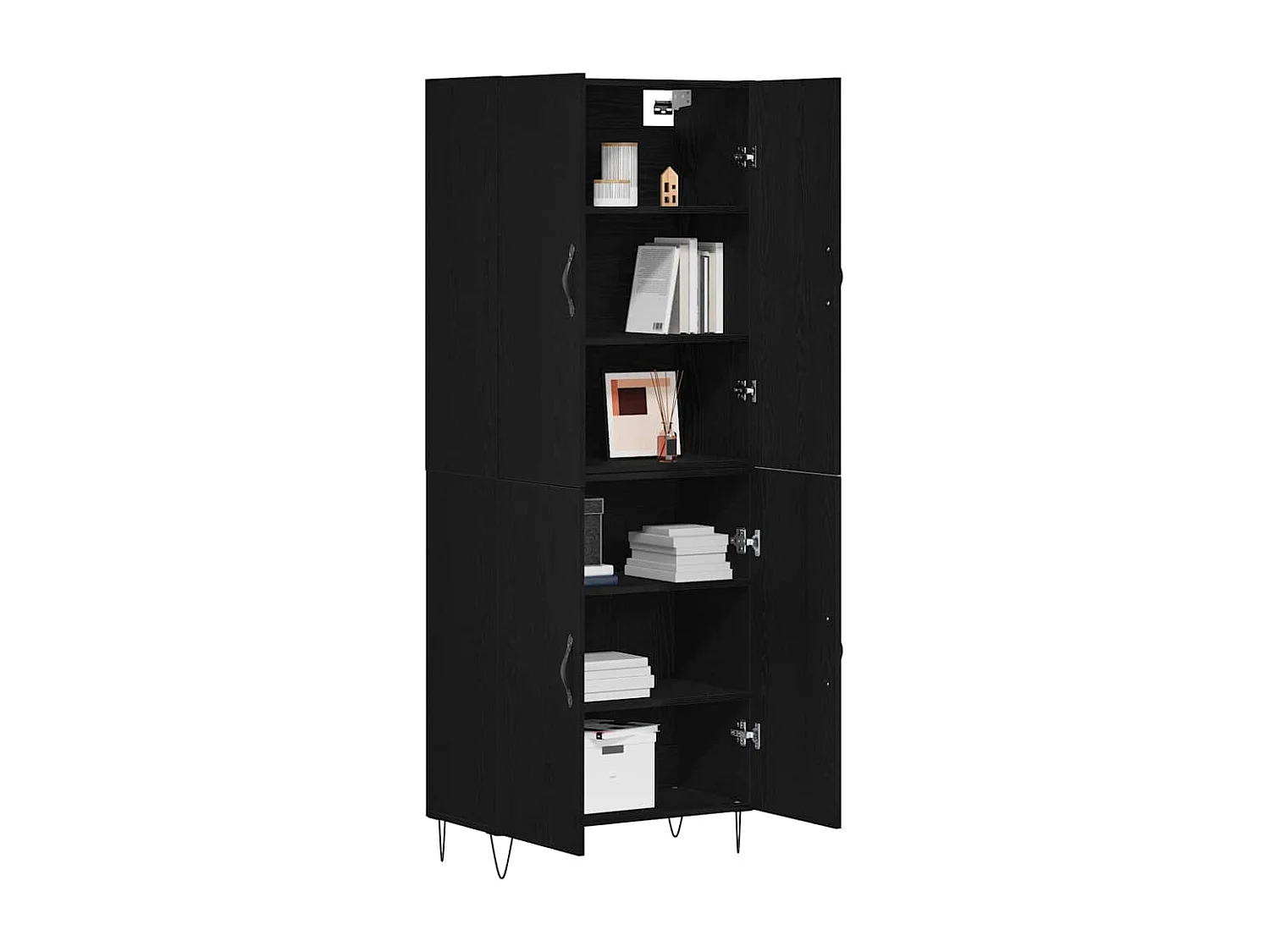 Highboard Chêne Noir 69,5x34x180 cm Bois d'Ingénierie