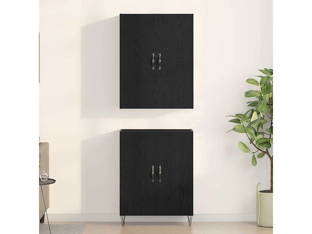 Highboard Chêne Noir 69,5x34x180 cm Bois d'Ingénierie