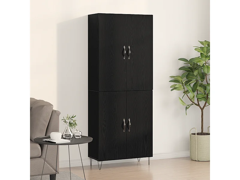 Highboard Chêne Noir 69,5x34x180 cm Bois d'Ingénierie