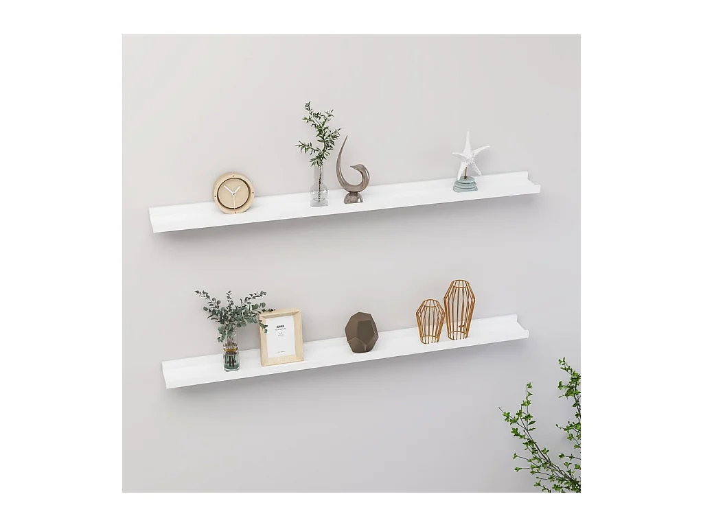 Mensole da parete 2 pz Bianco 100x9x3 cm