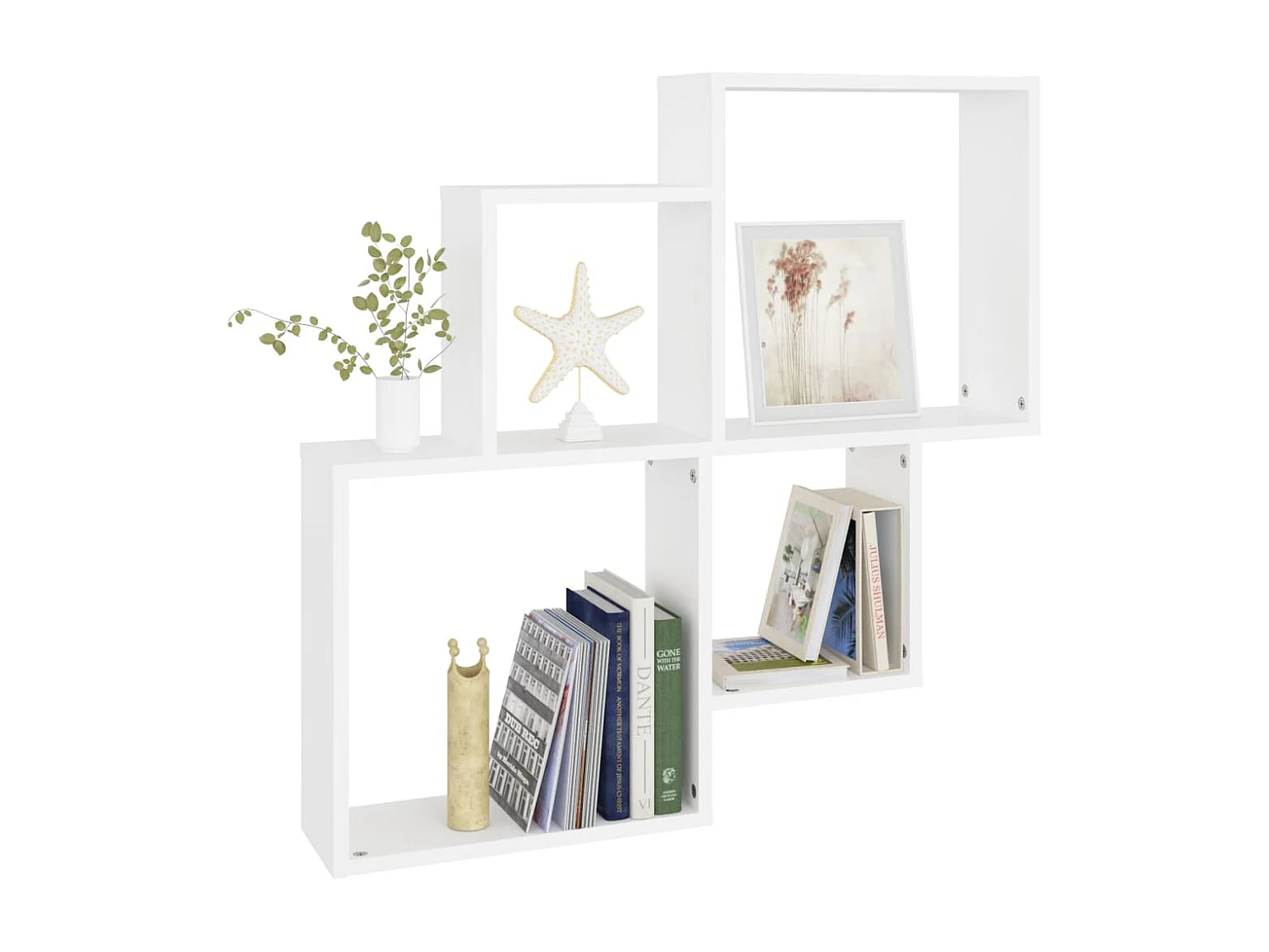 Mensola da parete a cubo Bianco 80x15x78,5 cm Legno ingegnerizzato