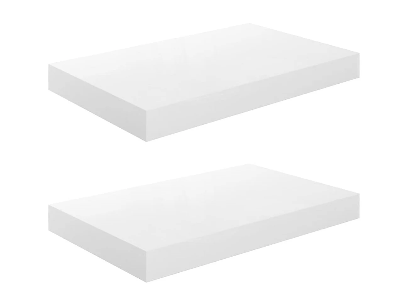 Mensola da parete sospesa 2 pezzi Bianco lucido 40x23x3,8 cm MDF