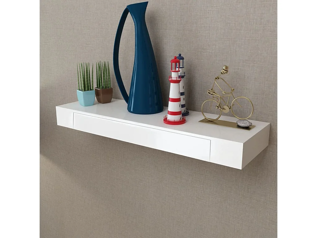 Étagères murales avec tiroirs 2 pcs Blanc 80 cm