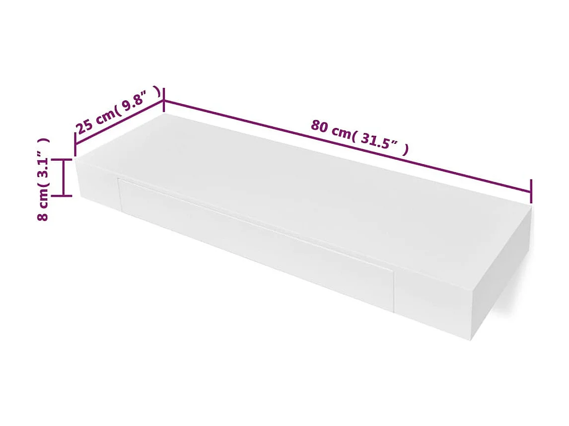 Étagères murales avec tiroirs 2 pcs Blanc 80 cm